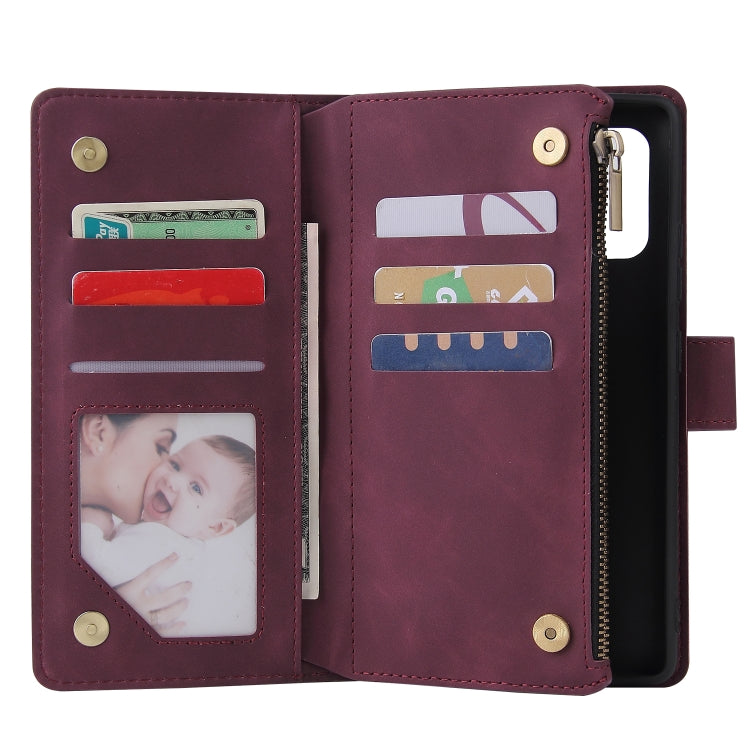 For Galaxy S10 Lite Multifunctional Horizontal Flip Leather Case, with Card Slot & Holder & Zipper Wallet & Photo Frame(Red Wine)
