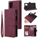 For Galaxy A51 Multifunctional Horizontal Flip Leather Case, with Card Slot & Holder & Zipper Wallet & Photo Frame(Red Wine)