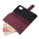 For Galaxy A51 Multifunctional Horizontal Flip Leather Case, with Card Slot & Holder & Zipper Wallet & Photo Frame(Red Wine)