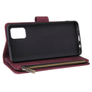 For Galaxy A51 Multifunctional Horizontal Flip Leather Case, with Card Slot & Holder & Zipper Wallet & Photo Frame(Red Wine)