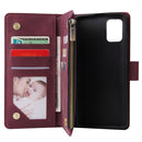 For Galaxy A51 Multifunctional Horizontal Flip Leather Case, with Card Slot & Holder & Zipper Wallet & Photo Frame(Red Wine)