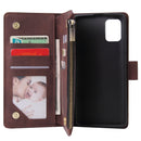 For Galaxy A51 Multifunctional Horizontal Flip Leather Case, with Card Slot & Holder & Zipper Wallet & Photo Frame(Coffee)