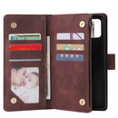 For Galaxy A51 Multifunctional Horizontal Flip Leather Case, with Card Slot & Holder & Zipper Wallet & Photo Frame(Coffee)