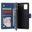 For Galaxy A51 Multifunctional Horizontal Flip Leather Case, with Card Slot & Holder & Zipper Wallet & Photo Frame(Blue)