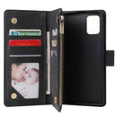For Galaxy A51 Multifunctional Horizontal Flip Leather Case, with Card Slot & Holder & Zipper Wallet & Photo Frame(Black)