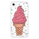 For iPhone SE (2020) Shockproof Painted Transparent TPU Protective Case(Ice Cream)