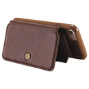 For iPhone SE 2022 / SE 2020 / 8 / 7 Zipper Shockproof Protective Case with Card Slots & Bracket & Photo Holder & Wallet Function(Coffee)