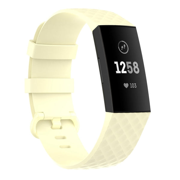 Color Buckle TPU Wrist Strap Watch Band for Fitbit Charge 4 / Charge 3 / Charge 3 SE, Size: L(Light Yellow)
