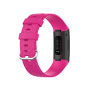 18mm Silver Color Buckle TPU Wrist Strap Watch Band for Fitbit Charge 4 / Charge 3 / Charge 3 SE, Size: L(Rose Red)