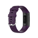 18mm Silver Color Buckle TPU Wrist Strap Watch Band for Fitbit Charge 4 / Charge 3 / Charge 3 SE, Size: L(Dark Purple)