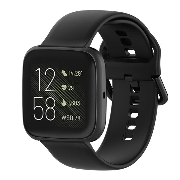 23mm Color Buckle Silicone Wrist Strap Watch Band for Fitbit Versa 2 / Versa / Versa Lite / Blaze, Size: S(Black)