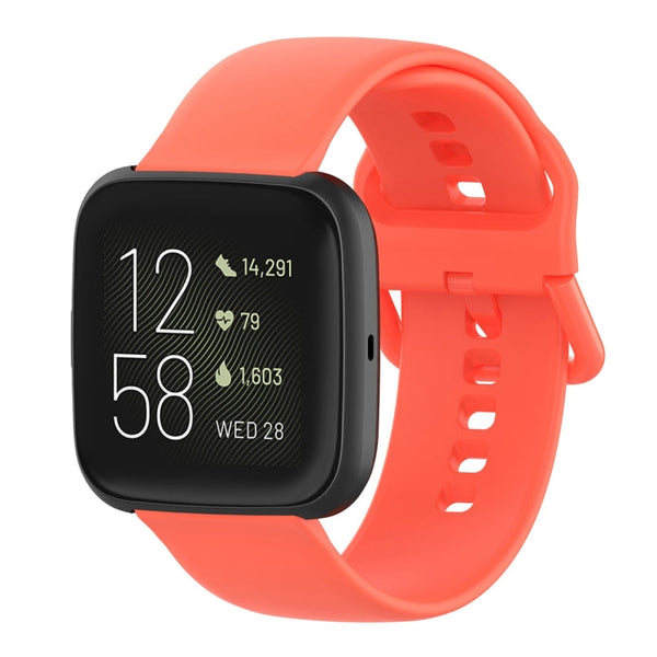 23mm Color Buckle Silicone Wrist Strap Watch Band for Fitbit Versa 2 / Versa / Versa Lite / Blaze, Size: S(Watermelon Red)