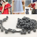 20 Yards 1.2cm Pompom Lace Ribbon Fur Ball Trim For Craft DIY Curtain Home Decorative Clothes Sewing Accessories(Light Grey)