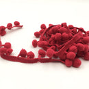 20 Yards 1.2cm Pompom Lace Ribbon Fur Ball Trim For Craft DIY Curtain Home Decorative Clothes Sewing Accessories(Dark Red)