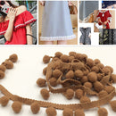 20 Yards 1.2cm Pompom Lace Ribbon Fur Ball Trim For Craft DIY Curtain Home Decorative Clothes Sewing Accessories(Khaki)