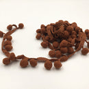 20 Yards 1.2cm Pompom Lace Ribbon Fur Ball Trim For Craft DIY Curtain Home Decorative Clothes Sewing Accessories(Brown)