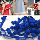 20 Yards 1.2cm Pompom Lace Ribbon Fur Ball Trim For Craft DIY Curtain Home Decorative Clothes Sewing Accessories(Sapphire)