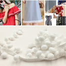 20 Yards 1.2cm Pompom Lace Ribbon Fur Ball Trim For Craft DIY Curtain Home Decorative Clothes Sewing Accessories(White)