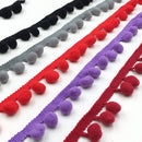 20 Yards 1.2cm Pompom Lace Ribbon Fur Ball Trim For Craft DIY Curtain Home Decorative Clothes Sewing Accessories(White)