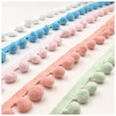 20 Yards 1.2cm Pompom Lace Ribbon Fur Ball Trim For Craft DIY Curtain Home Decorative Clothes Sewing Accessories(White)