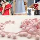 20 Yards 1.2cm Pompom Lace Ribbon Fur Ball Trim For Craft DIY Curtain Home Decorative Clothes Sewing Accessories(Light Pink)