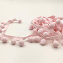 20 Yards 1.2cm Pompom Lace Ribbon Fur Ball Trim For Craft DIY Curtain Home Decorative Clothes Sewing Accessories(Light Pink)