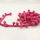 20 Yards 1.2cm Pompom Lace Ribbon Fur Ball Trim For Craft DIY Curtain Home Decorative Clothes Sewing Accessories(Light Rose Red)
