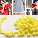 20 Yards 1.2cm Pompom Lace Ribbon Fur Ball Trim For Craft DIY Curtain Home Decorative Clothes Sewing Accessories(Yellow)