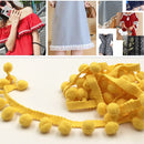 20 Yards 1.2cm Pompom Lace Ribbon Fur Ball Trim For Craft DIY Curtain Home Decorative Clothes Sewing Accessories(Golden)