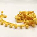 20 Yards 1.2cm Pompom Lace Ribbon Fur Ball Trim For Craft DIY Curtain Home Decorative Clothes Sewing Accessories(Golden)