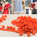 20 Yards 1.2cm Pompom Lace Ribbon Fur Ball Trim For Craft DIY Curtain Home Decorative Clothes Sewing Accessories(Fluorescent Orange)