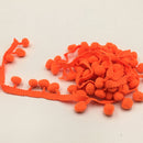 20 Yards 1.2cm Pompom Lace Ribbon Fur Ball Trim For Craft DIY Curtain Home Decorative Clothes Sewing Accessories(Fluorescent Orange)