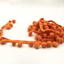 20 Yards 1.2cm Pompom Lace Ribbon Fur Ball Trim For Craft DIY Curtain Home Decorative Clothes Sewing Accessories(Orange Yellow)