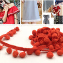 20 Yards 1.2cm Pompom Lace Ribbon Fur Ball Trim For Craft DIY Curtain Home Decorative Clothes Sewing Accessories(Orange Red)