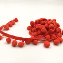20 Yards 1.2cm Pompom Lace Ribbon Fur Ball Trim For Craft DIY Curtain Home Decorative Clothes Sewing Accessories(Orange Red)