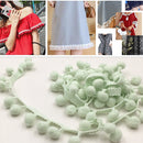 20 Yards 1.2cm Pompom Lace Ribbon Fur Ball Trim For Craft DIY Curtain Home Decorative Clothes Sewing Accessories(Light Blue Green)