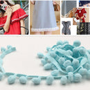 20 Yards 1.2cm Pompom Lace Ribbon Fur Ball Trim For Craft DIY Curtain Home Decorative Clothes Sewing Accessories(Light Blue)