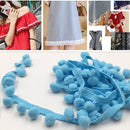 20 Yards 1.2cm Pompom Lace Ribbon Fur Ball Trim For Craft DIY Curtain Home Decorative Clothes Sewing Accessories(Lake Blue)