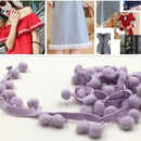 20 Yards 1.2cm Pompom Lace Ribbon Fur Ball Trim For Craft DIY Curtain Home Decorative Clothes Sewing Accessories(Light Purple)