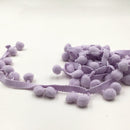 20 Yards 1.2cm Pompom Lace Ribbon Fur Ball Trim For Craft DIY Curtain Home Decorative Clothes Sewing Accessories(Light Purple)