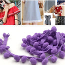 20 Yards 1.2cm Pompom Lace Ribbon Fur Ball Trim For Craft DIY Curtain Home Decorative Clothes Sewing Accessories(Purple)