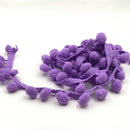 20 Yards 1.2cm Pompom Lace Ribbon Fur Ball Trim For Craft DIY Curtain Home Decorative Clothes Sewing Accessories(Purple)