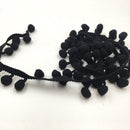 20 Yards 1.2cm Pompom Lace Ribbon Fur Ball Trim For Craft DIY Curtain Home Decorative Clothes Sewing Accessories(Black)
