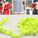 20 Yards 1.2cm Pompom Lace Ribbon Fur Ball Trim For Craft DIY Curtain Home Decorative Clothes Sewing Accessories(Fluorescent Yellow)