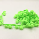20 Yards 1.2cm Pompom Lace Ribbon Fur Ball Trim For Craft DIY Curtain Home Decorative Clothes Sewing Accessories(Fluorescent Green)