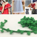 20 Yards 1.2cm Pompom Lace Ribbon Fur Ball Trim For Craft DIY Curtain Home Decorative Clothes Sewing Accessories(Grass Green)