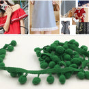 20 Yards 1.2cm Pompom Lace Ribbon Fur Ball Trim For Craft DIY Curtain Home Decorative Clothes Sewing Accessories(Green)