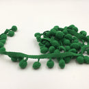 20 Yards 1.2cm Pompom Lace Ribbon Fur Ball Trim For Craft DIY Curtain Home Decorative Clothes Sewing Accessories(Green)