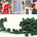 20 Yards 1.2cm Pompom Lace Ribbon Fur Ball Trim For Craft DIY Curtain Home Decorative Clothes Sewing Accessories(Dark Green)
