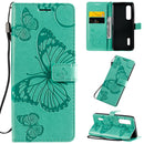 For OPPO Find X2 Pro 3D Butterflies Embossing Pattern Horizontal Flip Leather Case with Holder & Card Slot & Wallet & Lanyard(Green)